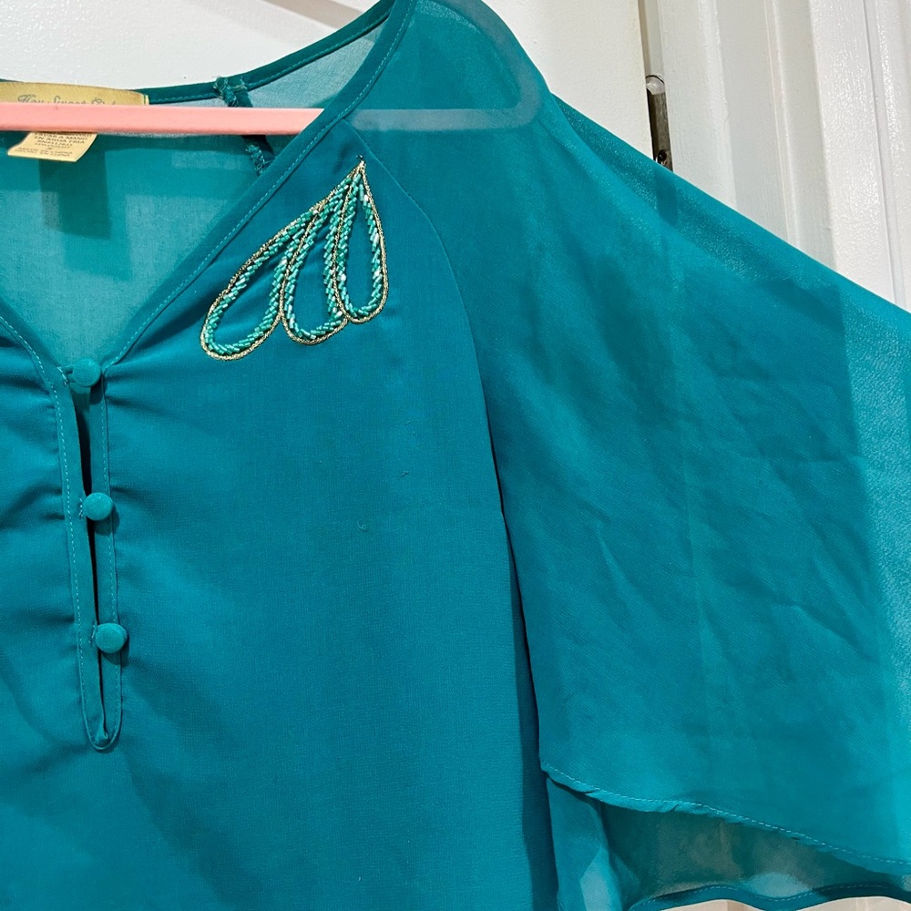 Beaded Flutter Sleeve Top
